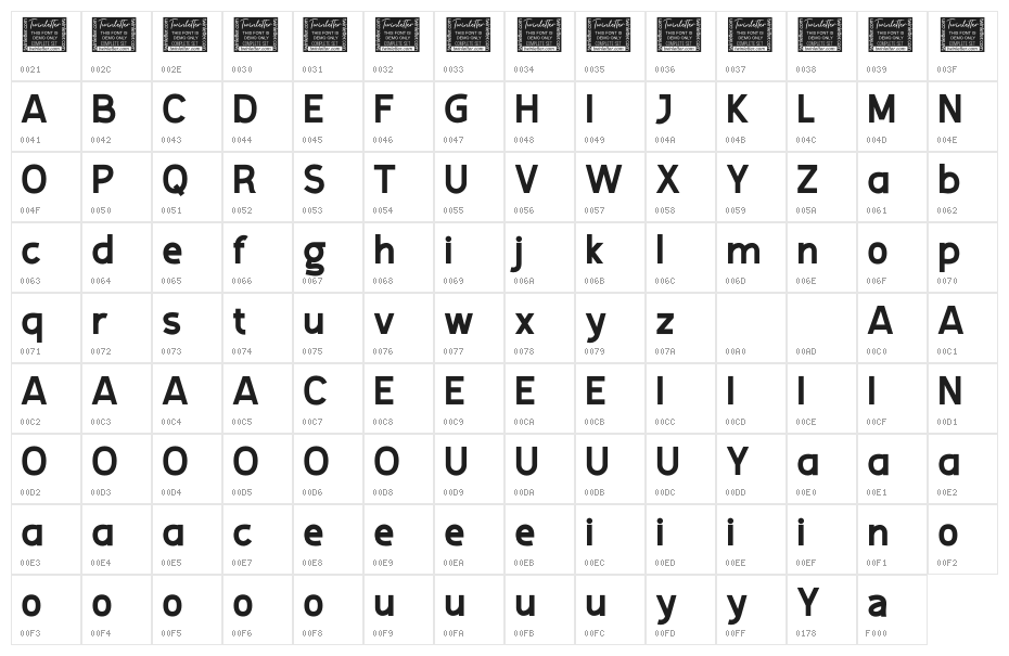 Viable Logic Personal Use Character Map
