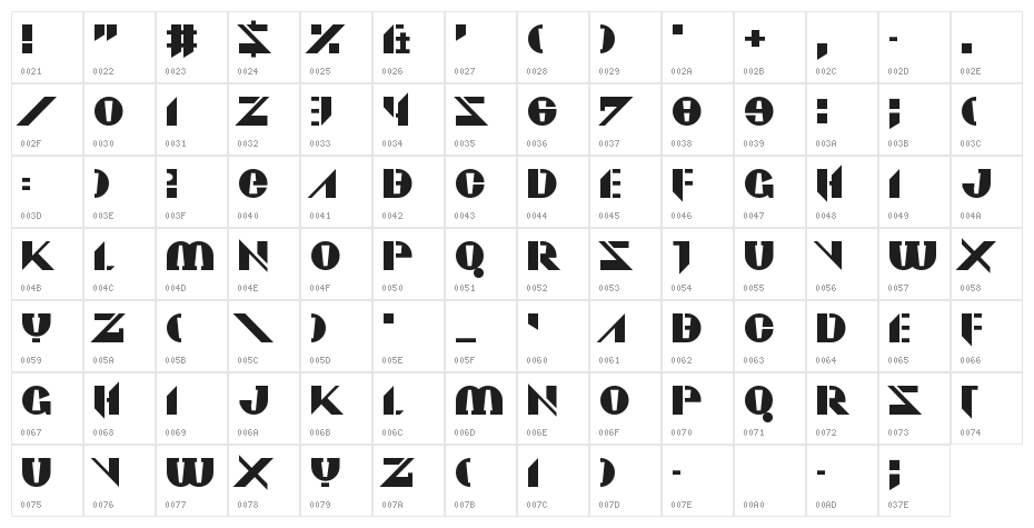 Viadukt Character Map