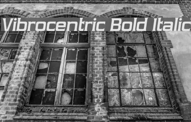Vibrocentric Bold Italic Fonte examples