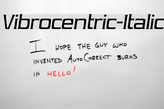 Vibrocentric-Italic Font examples