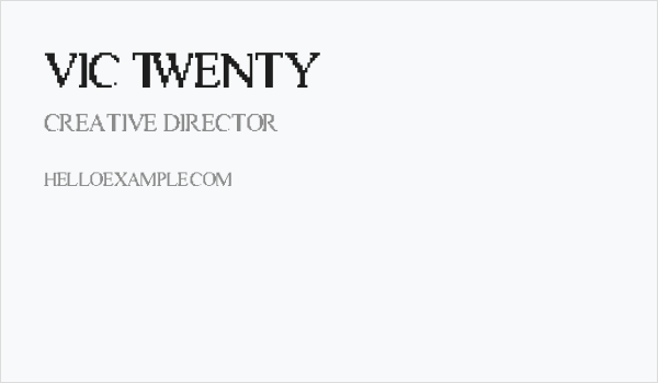 Vic Twenty Business Card