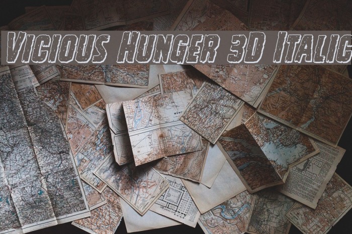 Vicious Hunger 3D Italic Font examples