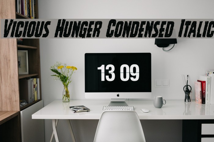 Vicious Hunger Condensed Italic Fuentes examples