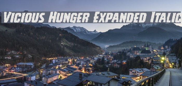 Vicious Hunger Expanded Italic Font examples