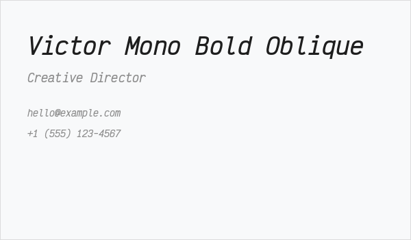 Victor Mono Bold Oblique Business Card