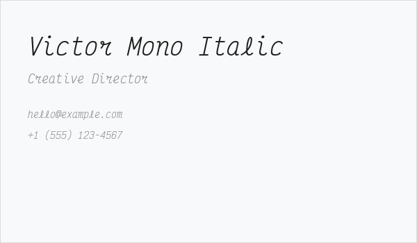 Victor Mono Italic Business Card
