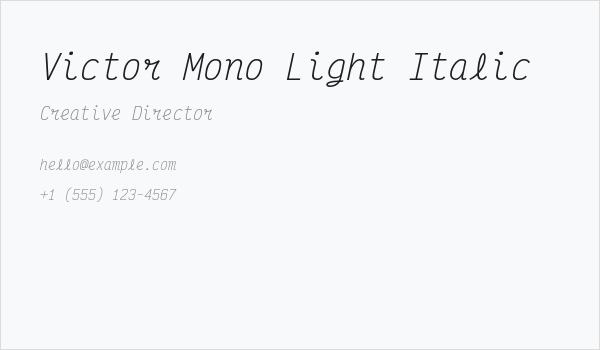 Victor Mono Light Italic Business Card