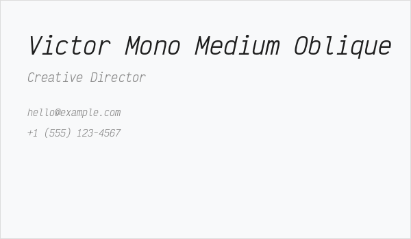 Victor Mono Medium Oblique Business Card