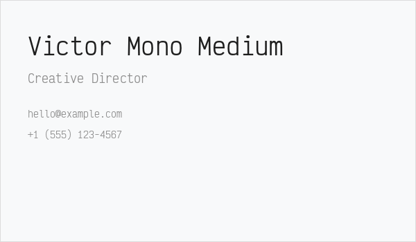 Victor Mono Medium Business Card