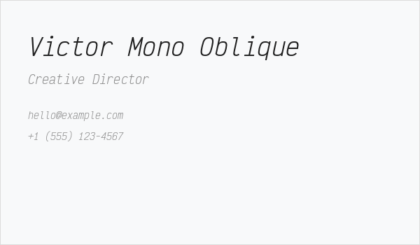 Victor Mono Oblique Business Card