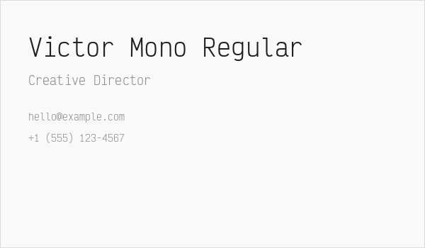 Victor Mono Regular Business Card