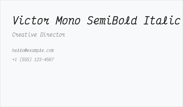 Victor Mono SemiBold Italic Business Card