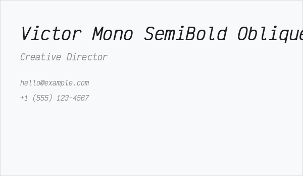 Victor Mono SemiBold Oblique Business Card