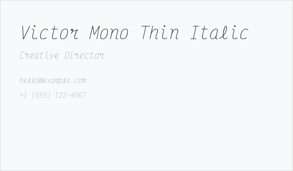 Victor Mono Thin Italic Business Card