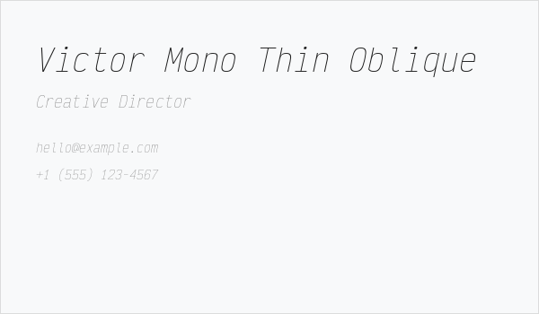 Victor Mono Thin Oblique Business Card