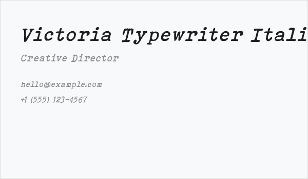 Victoria Typewriter Italic Business Card