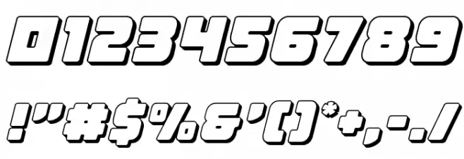 Victory Comics 3D Semi-Italic Font OTHER CHARS