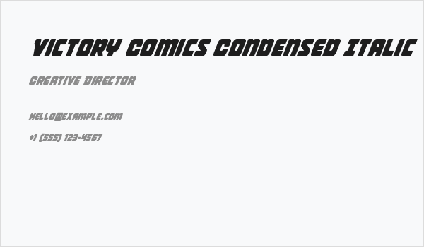 Victory Comics Condensed Italic Business Card