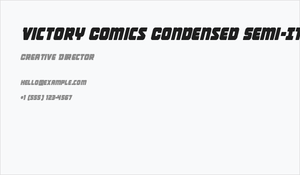 Victory Comics Condensed Semi-Italic Business Card