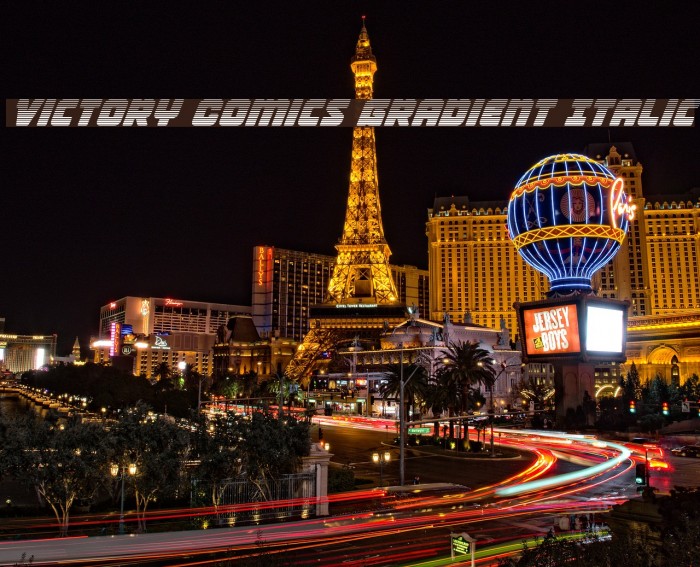 Victory Comics Gradient Italic Font examples