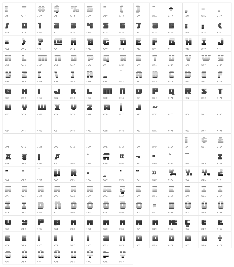 Victory Comics Gradient Character Map