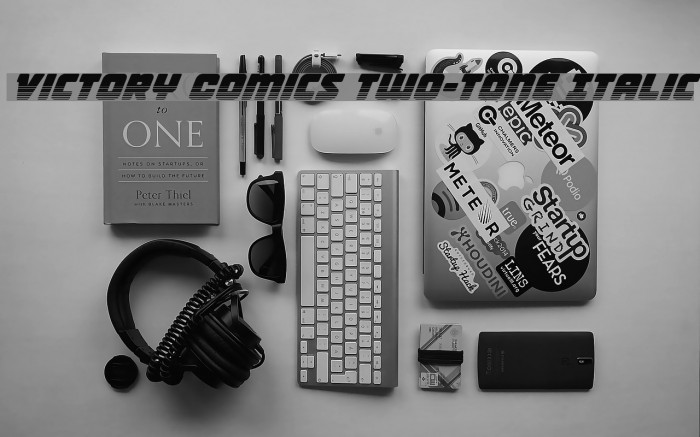 Victory Comics Two-Tone Italic Font examples
