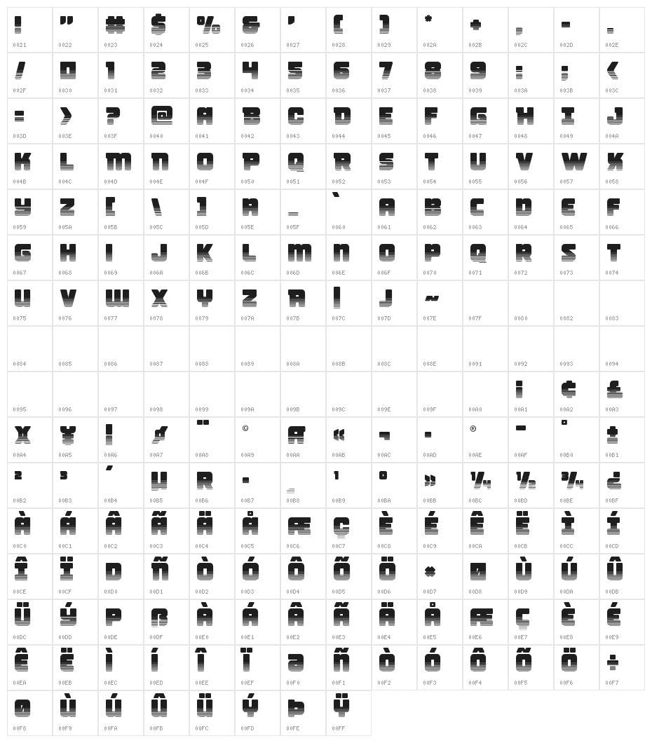 Victory Comics Two-Tone Character Map