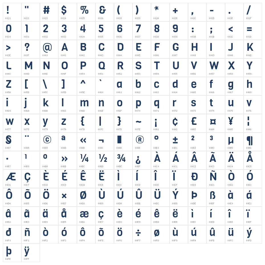 Viga-Regular1 Character Map