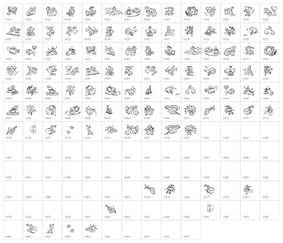 VignettSketches Character Map