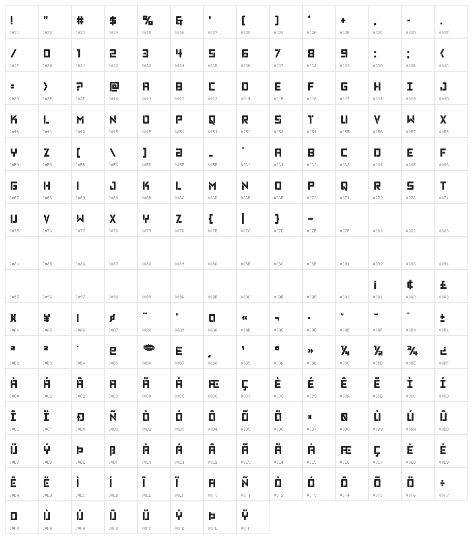 Viking Squad Condensed Character Map