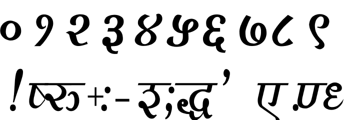 Vimal Thin Font OTHER CHARS