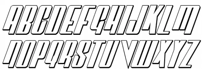 Vindicator 3D Italic Шрифта ВЕРХНИЙ