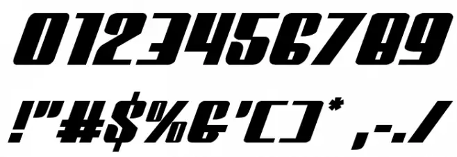 Vindicator Expanded Italic Font OTHER CHARS