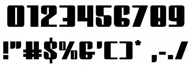 Vindicator Expanded Font OTHER CHARS