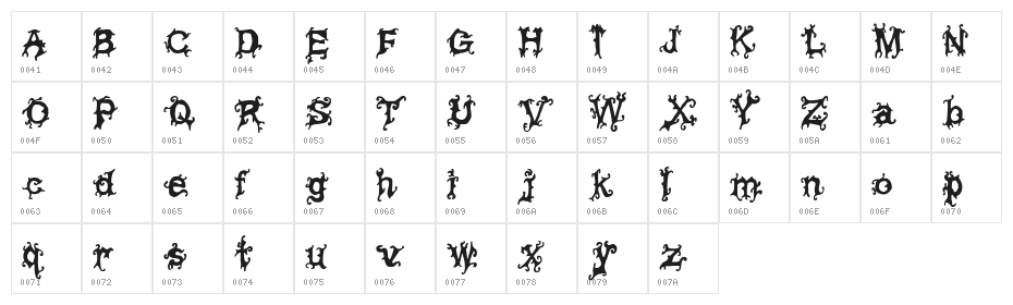 Viney TimesRegular Character Map
