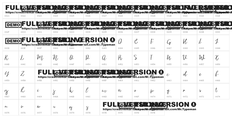 Vingiloth Character Map