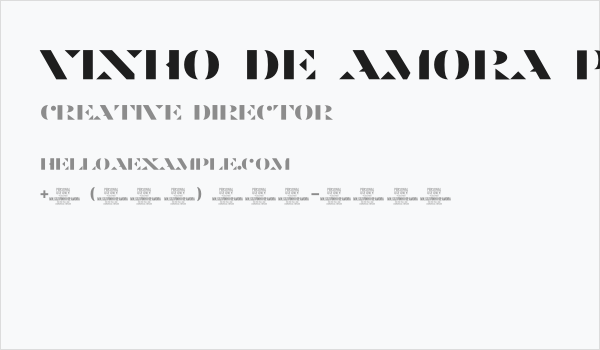 Vinho De Amora PERSONAL USE ONLY Stencil Business Card