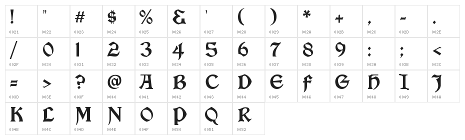 Vinque Character Map