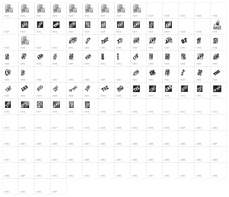 Vintage Catchwords Character Map