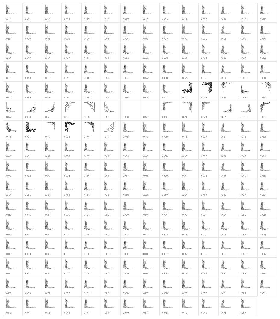 Vintage Decorative Corners 23 Character Map