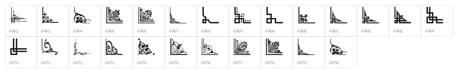 Vintage Decorative Corners 34 Character Map