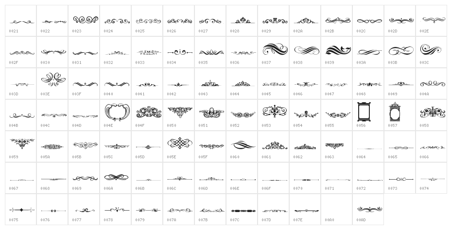 Vintage Decorative signs 2 Character Map