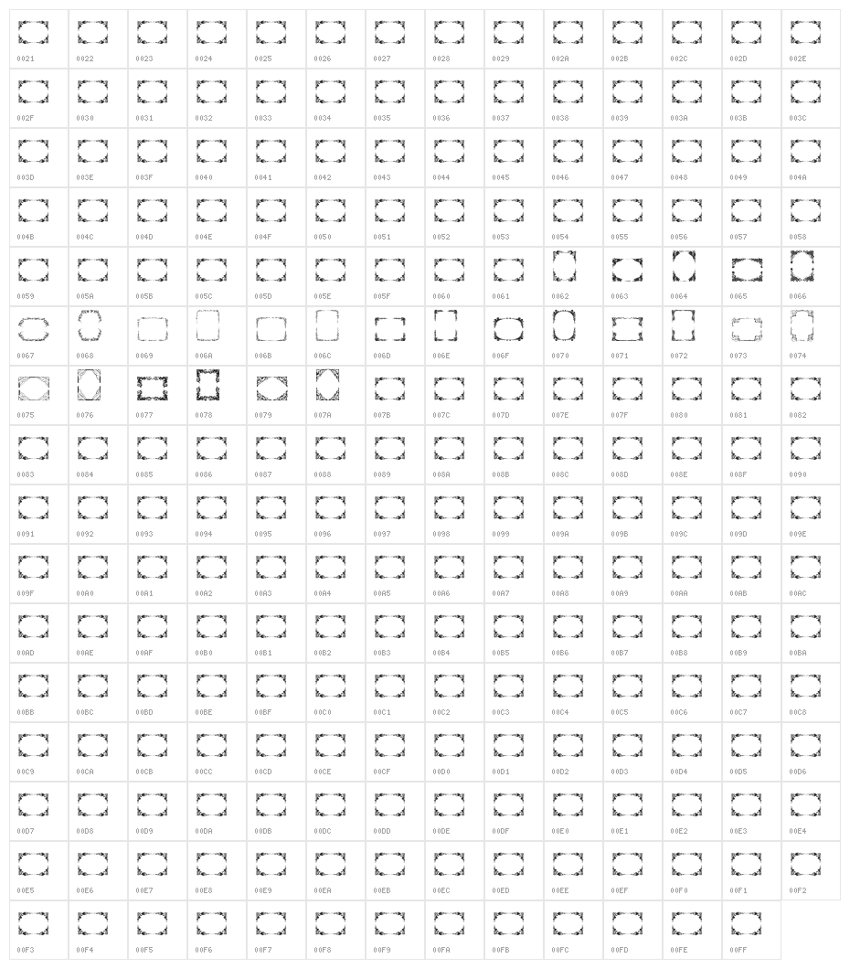 Vintage Frames 15 Character Map
