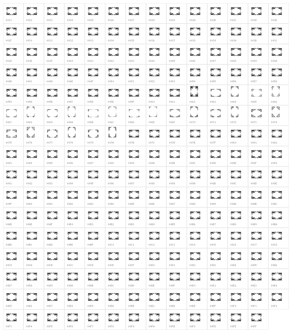 Vintage Frames 16 Character Map