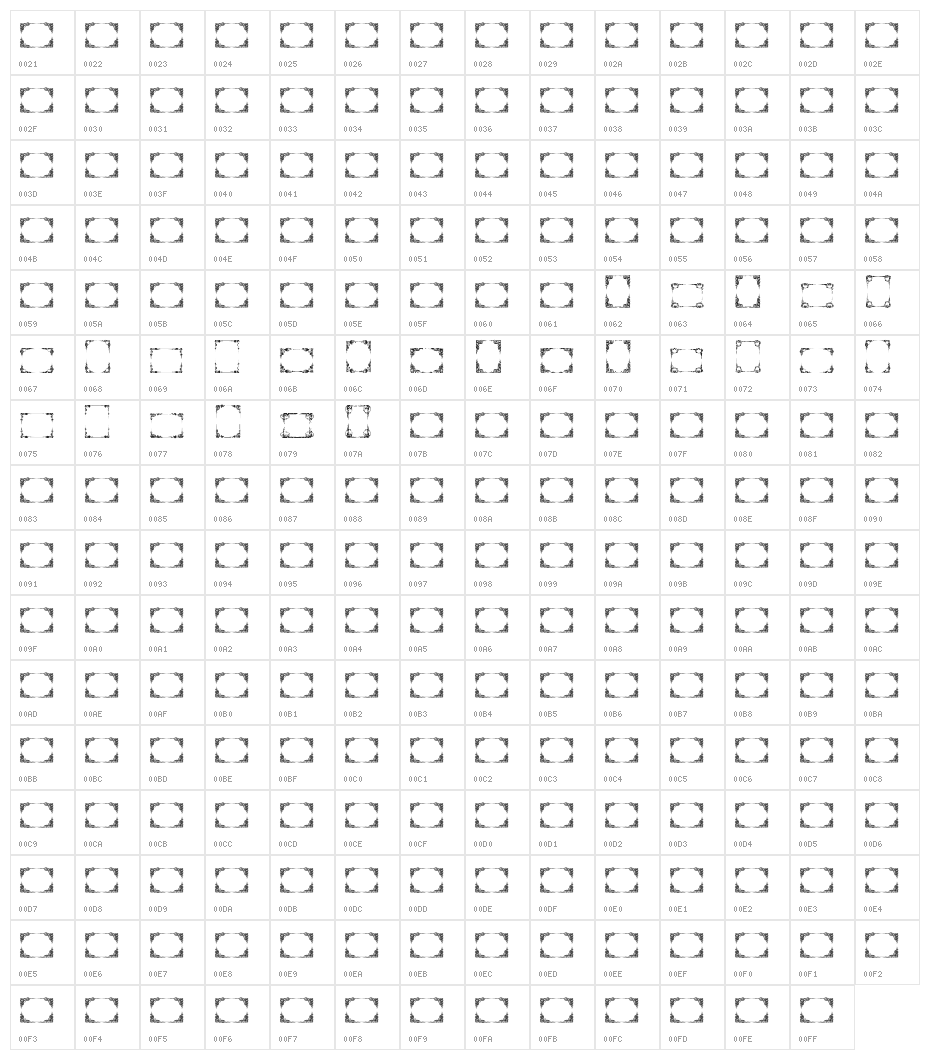 Vintage Frames 17 Character Map