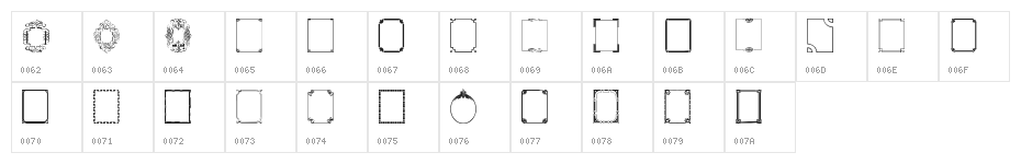 Vintage Frames 3 Character Map
