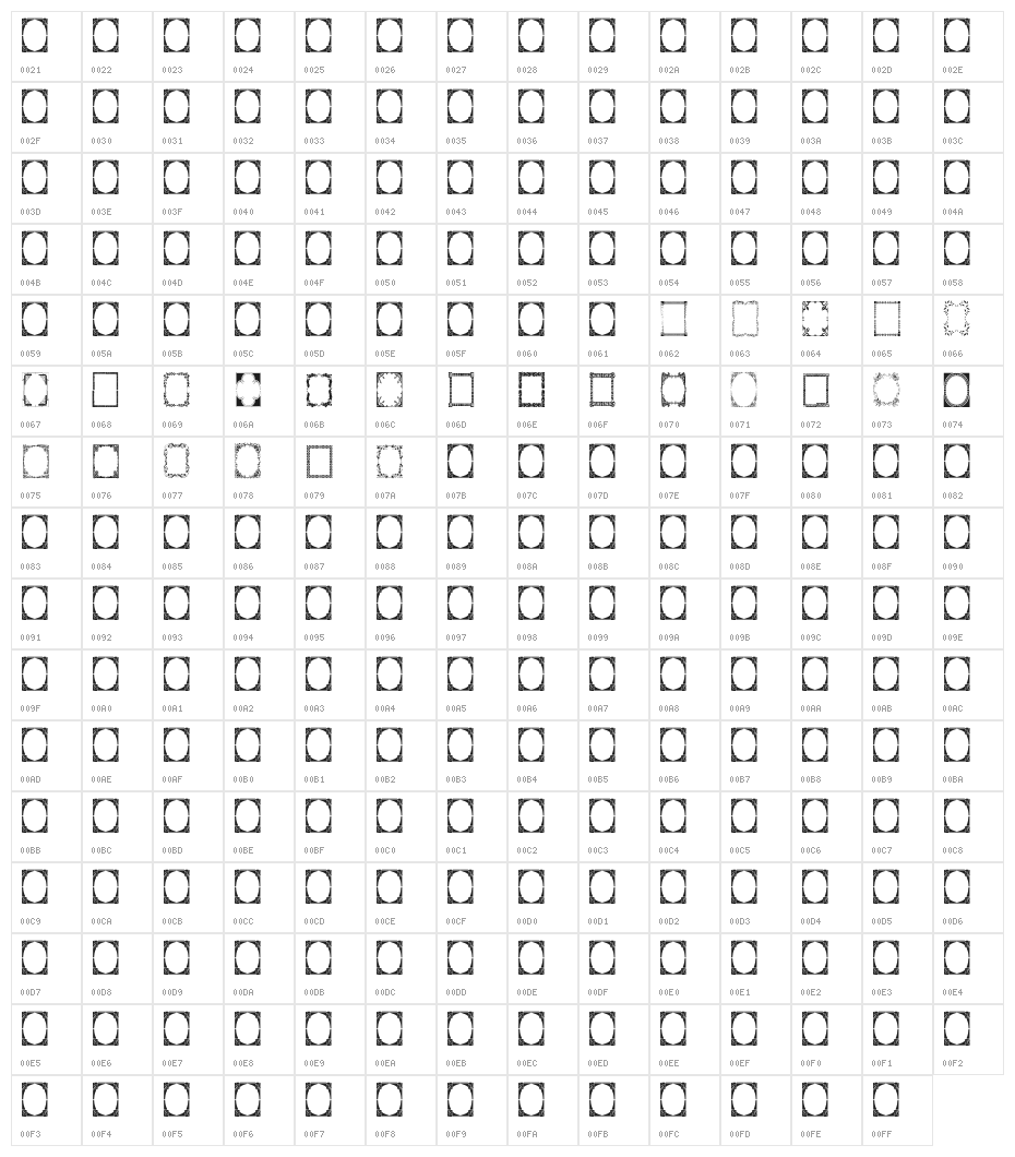 Vintage Frames 7 Character Map