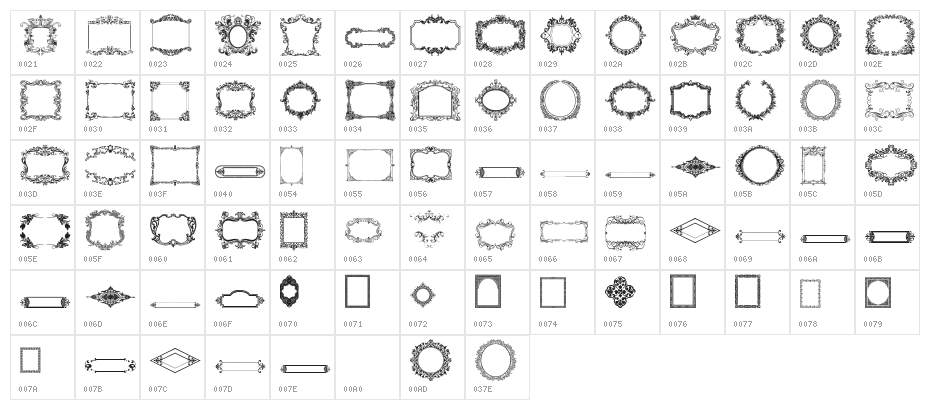 Vintage Frames Character Map