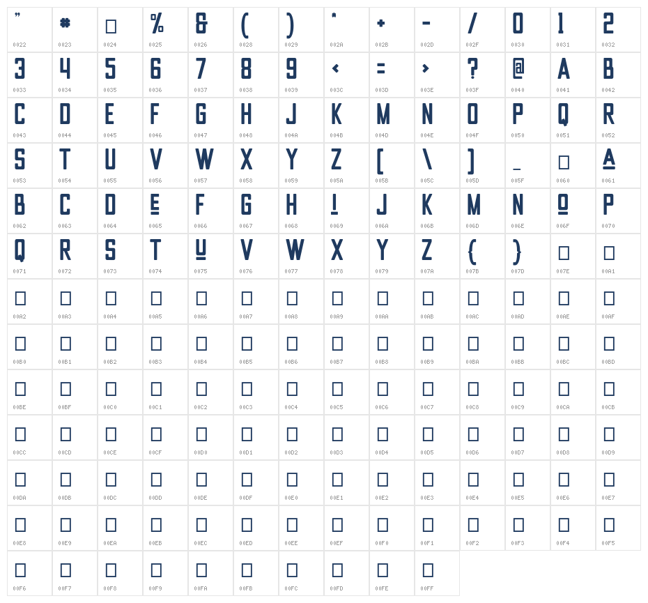 Vintage Legacy Regular Character Map