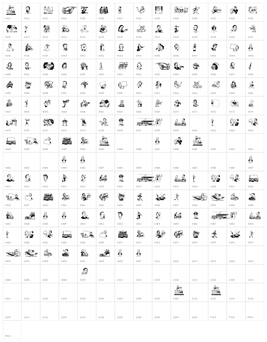 Vintage Mixed vol1 Character Map